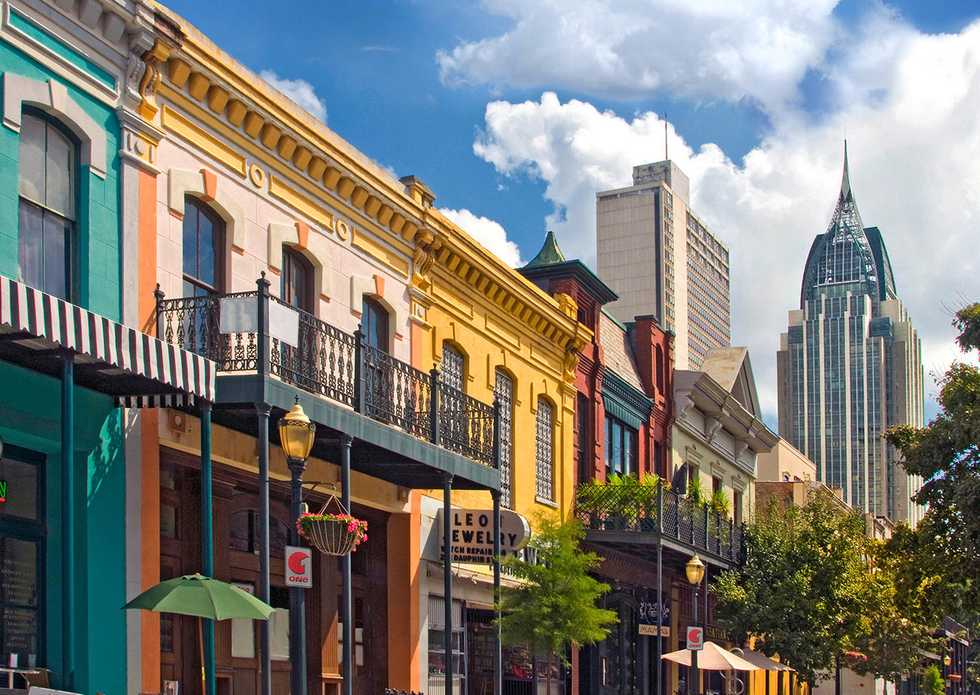 Historic downtown Mobile, Alabama