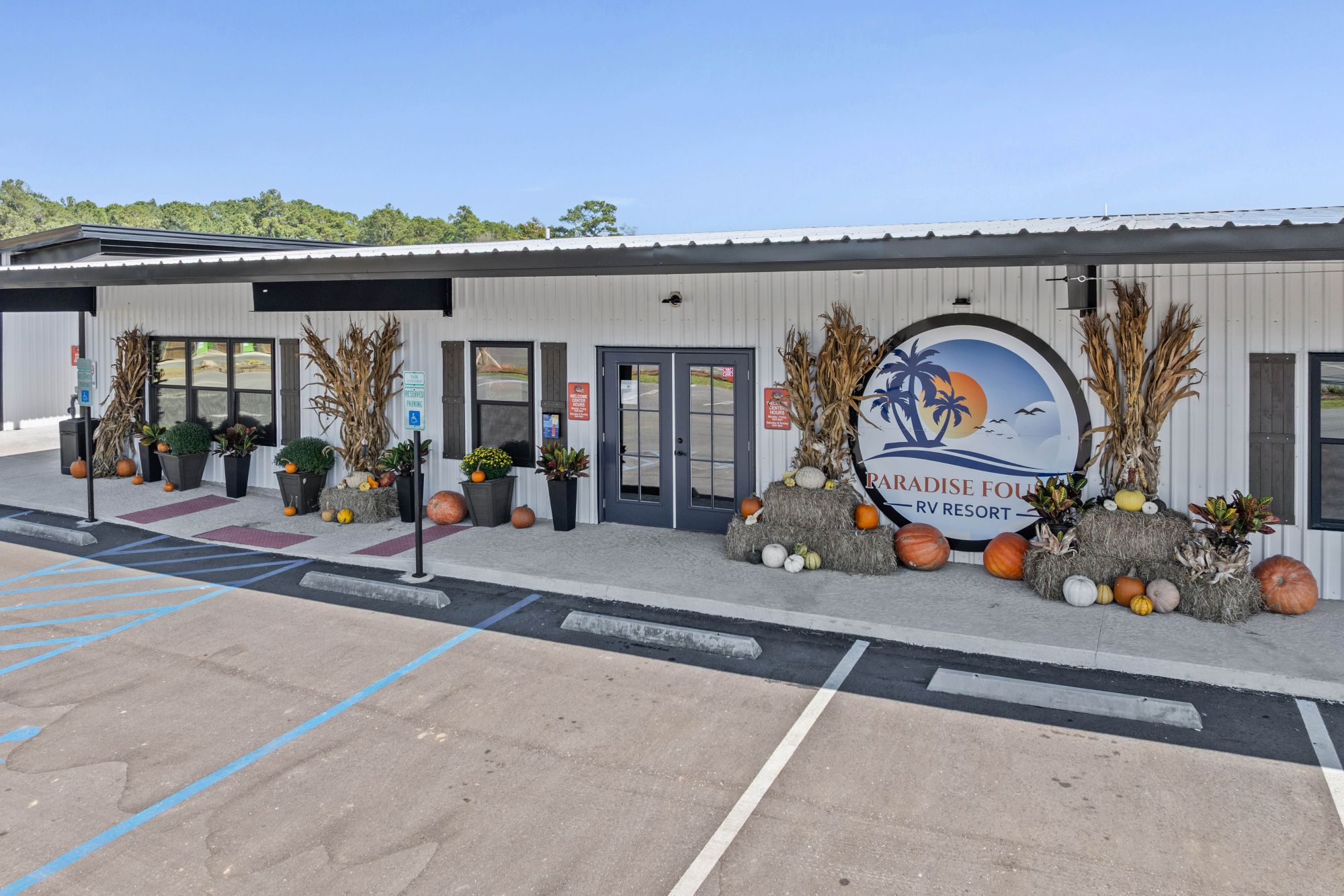 Paradise Found RV Resort entrance and office